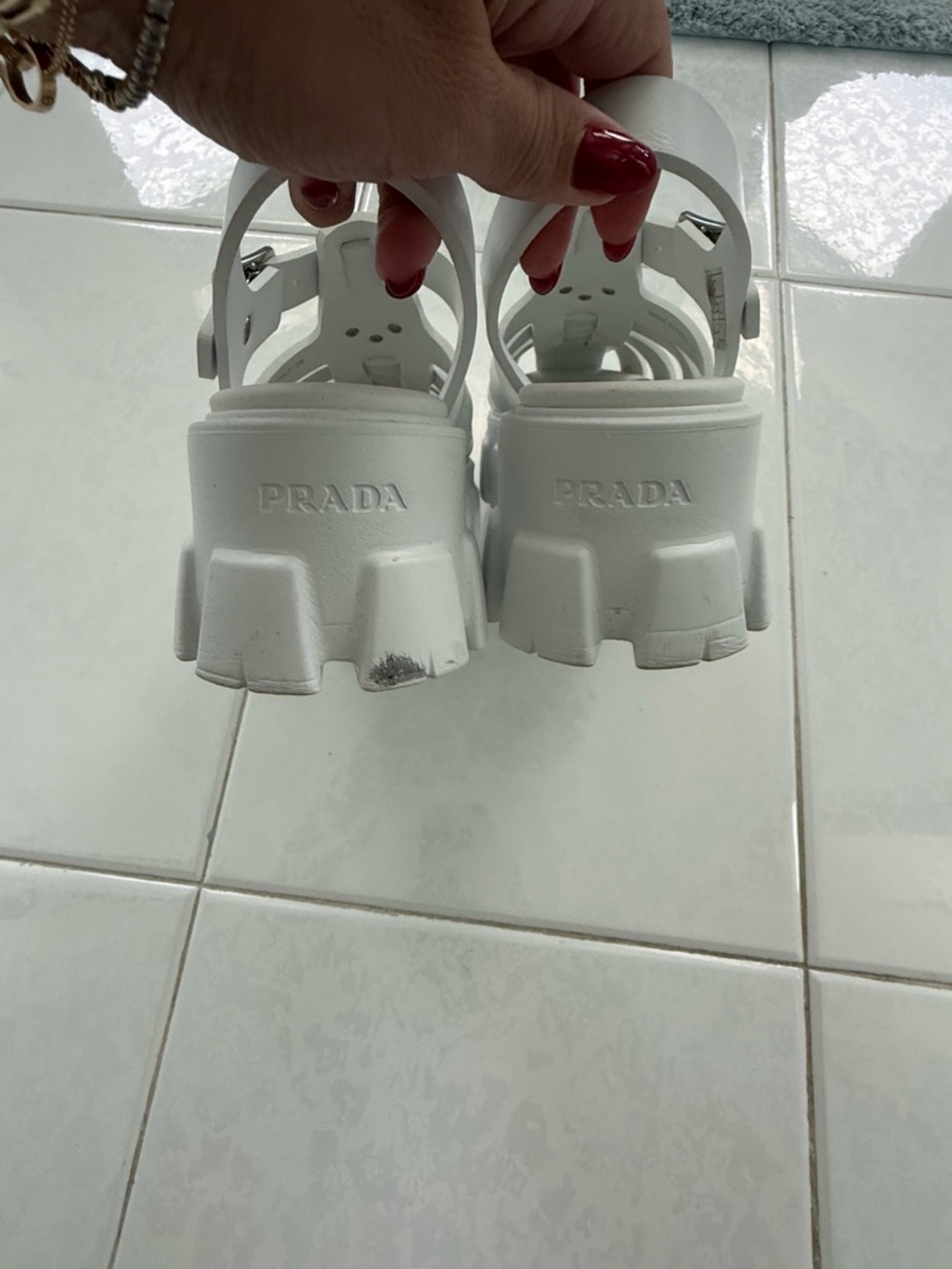 Prada Rubber Monolith Sandals - Picture 7 of 10